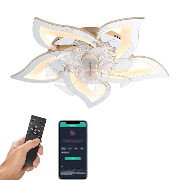 bessten Atalanta 27 in. Modern Indoor Chrome Ceiling Fan with Lights Remote Control and Dimmable，6-Gear Wind Speed