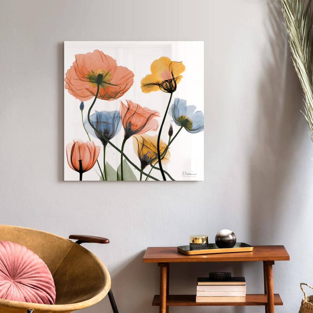 Empire Art Direct Flowers and Ferns Frameless Free Floating Tempered Glass Panel Graphic Wall Art, 24" x 24" x 0.2", Ready to Hang
