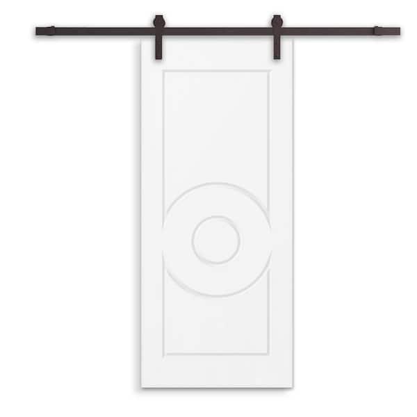 CALHOME 42 in. x 96 in. White Painted Composite MDF Paneled Interior Sliding Barn Door with Hardware Kit