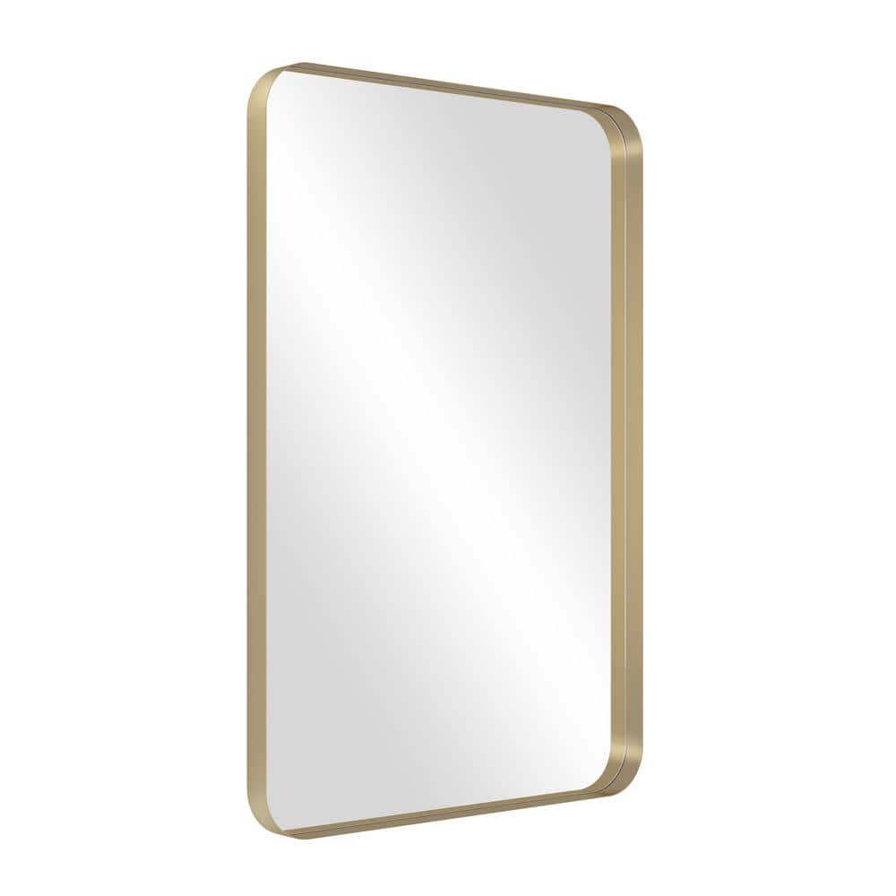 24 in. W x 36 in. H Rectangular Framed Wall Bathroom Vanity Mirror in Gold