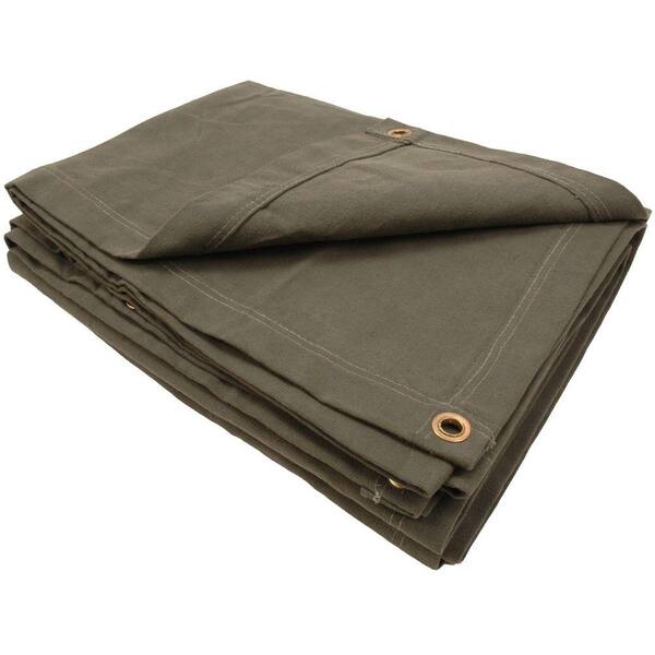 Sigman 4 ft. 8 in. x 6 ft. 8 in. 15 oz. Olive Drab Heavy Duty Canvas Tarp-DISCONTINUED