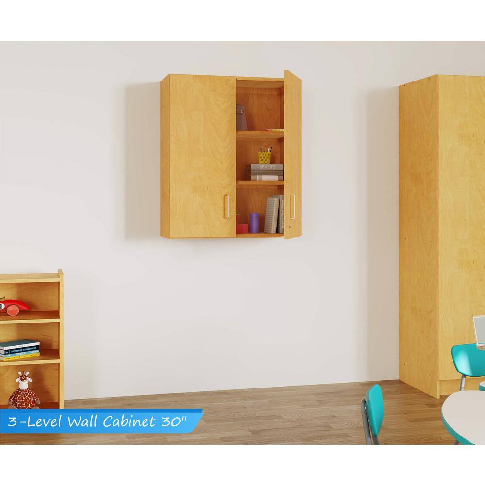 Classroom 30 in. W x 36.5 in. H 3-Level Wall Storage Cabinet with Adjustabl