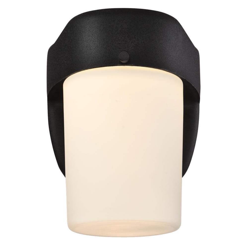 Black Polished LED Outdoor Wall Sconce with Frosted Glass