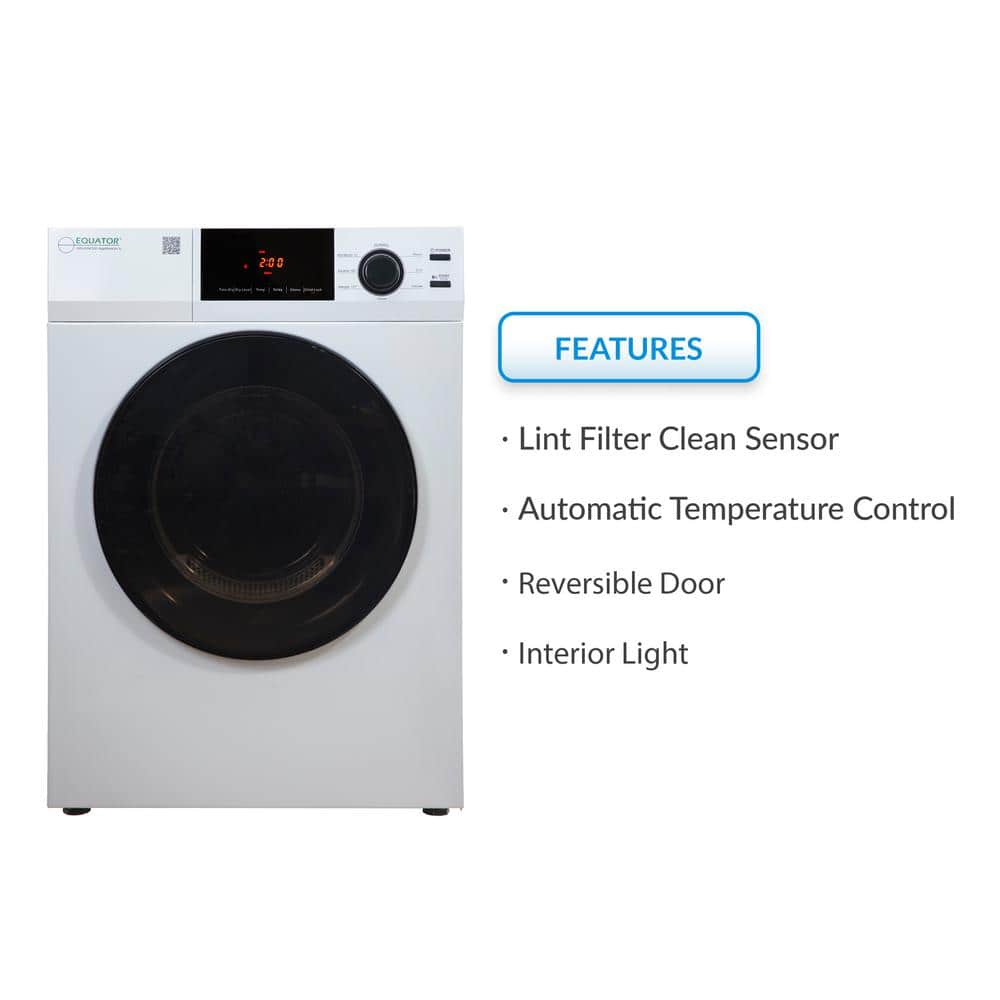 24" White Front-Load Vented Dryer with Moisture Sensing