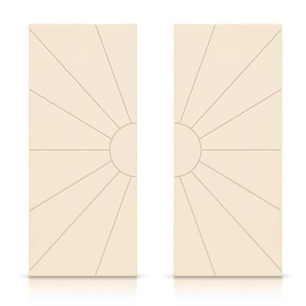 CALHOME 72 in. x 80 in. Hollow Core Beige Painted Composite MDF Interior Double Closet Sliding Doors