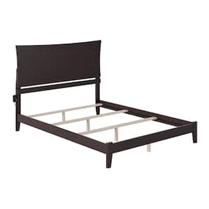 Metro Espresso Dark Brown Solid Wood Queen Traditional Panel Bed with Open Footboard and Attachable Device Charger