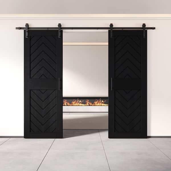 HOMACER JT2 26 in. x 84 in. C-Panel Black Fishbone Design