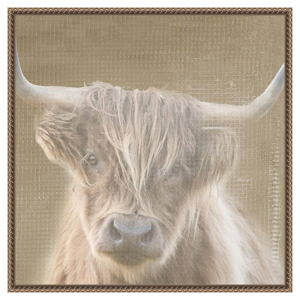 Soulful Bull Bronze Framed Canvas Animal Print 22x22