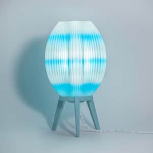 Wavy 16.5 in. Blue/White Table Lamp Modern Contemporary Plant-Based PLA 3D Printed Dimmable LED