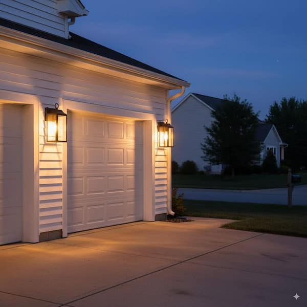 C Cattleya Matte Black Dusk to Dawn Outdoor Hardwired Wall Lantern