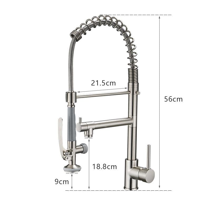 Brushed Nickel Commercial Pull-Down Kitchen Faucet with Sprayer