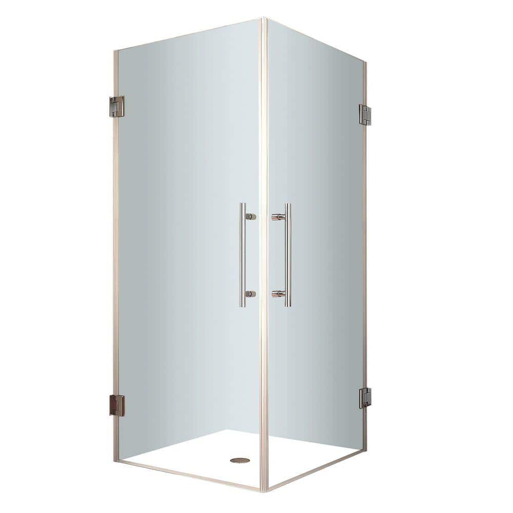 Vanora 36" x 72" Frameless Stainless Steel Hinged Shower Enclosure