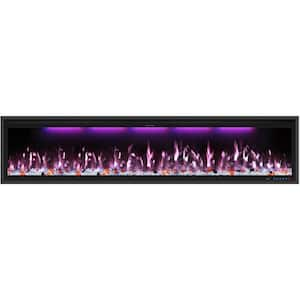 100 in. Smart Electric Fireplace Insert ，Recessed & Wall Mount Fireplace Heater, 1-9H Timer, 507 Color Combinations