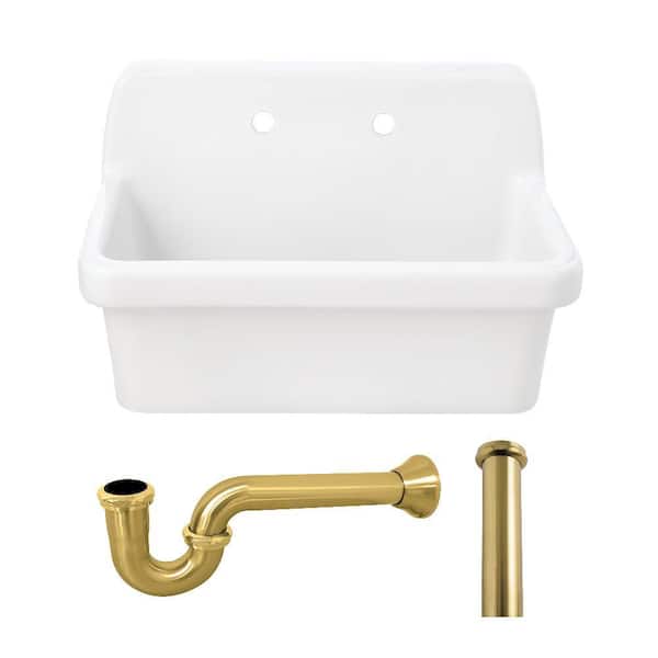 Doriteal 30.1 in. Wall Mount Single Ceramic Kitchen Sink with Accessories