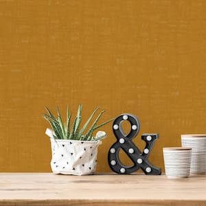 Fusion Collection Linen Effect Texture Yellow Matte Finish Non-pasted Vinyl on Non-woven Wallpaper Roll