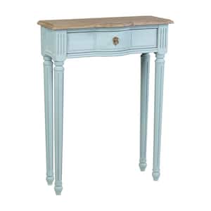 Lydia 47 in. Blue/Natural Standard Rectangle Bayur Wood Console Table with Drawer