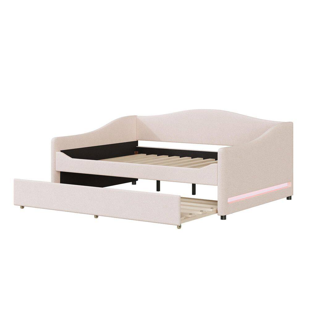 Beige Full Size Daybed with Light and Trundle - thumbnail 5
