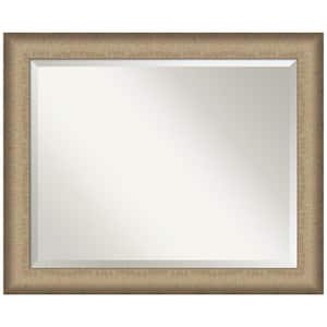 Medium Rectangle Elegant Brushed Bronze Beveled Glass Casual Mirror (26.75 in. H x 32.75 in. W)