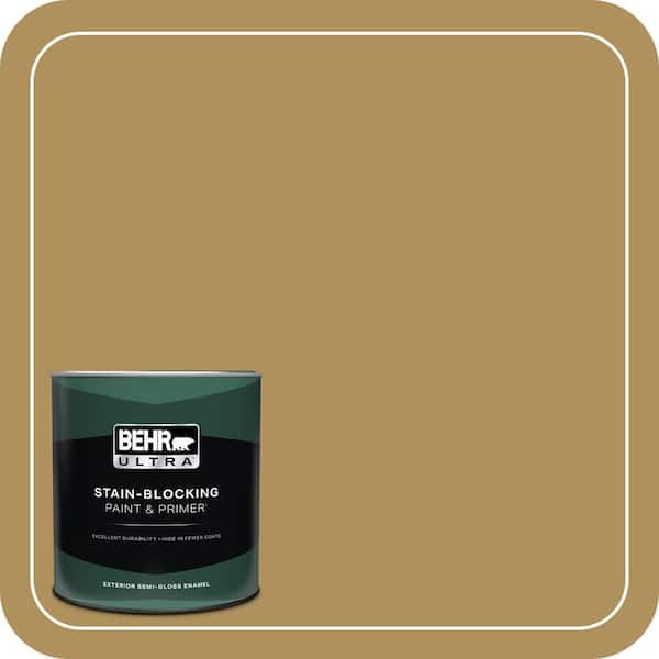 BEHR ULTRA 1 qt. #S310-5 Brazilian Citrine Semi-Gloss Enamel Exterior Paint & Primer
