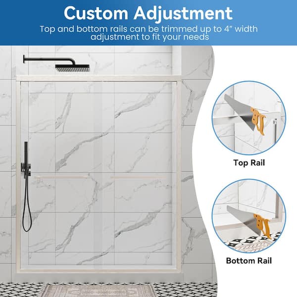 Velusian 50-54 in. W x 72 in. H Double Sliding Framed Shower Door
