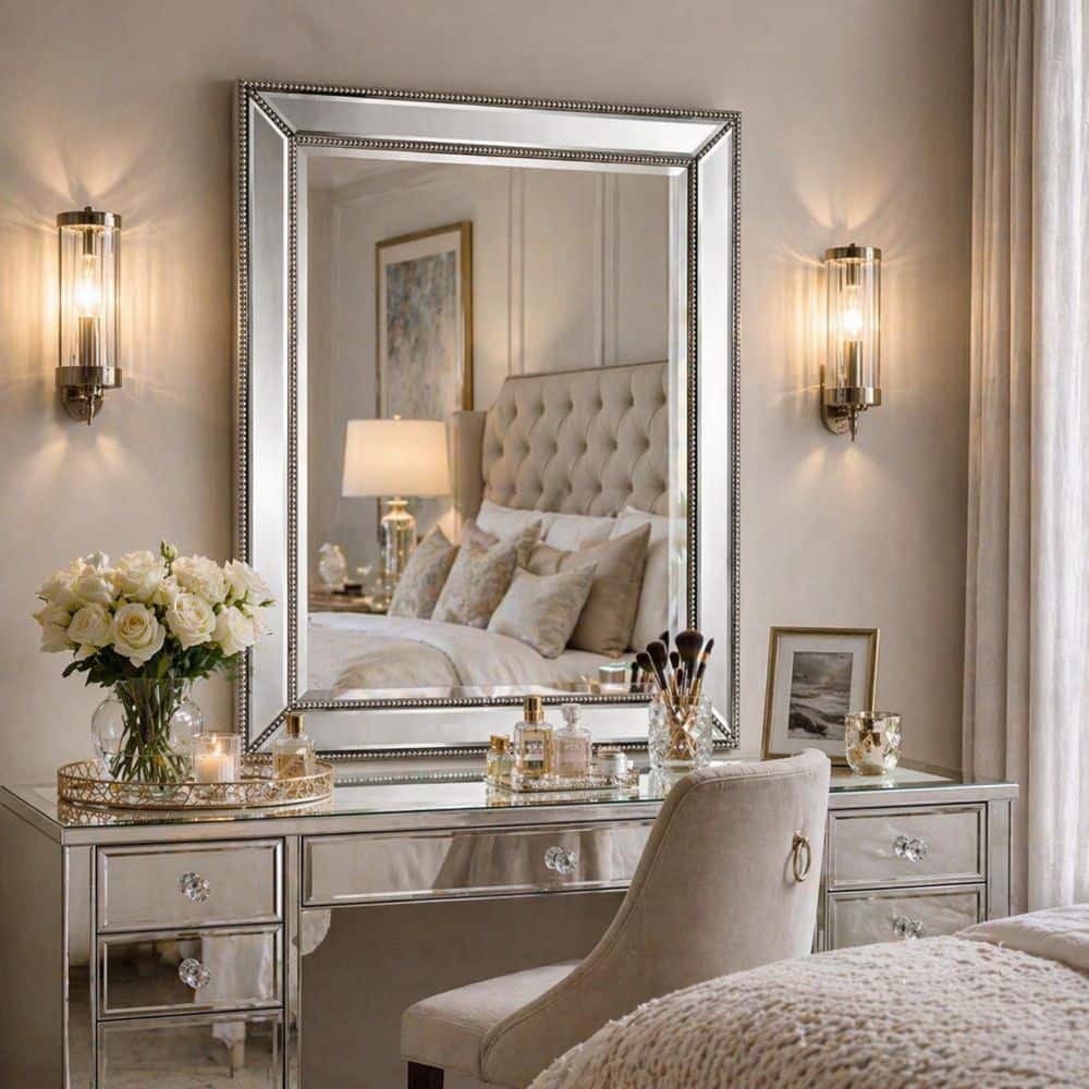 Deco Mirror 30 in. W x 42 in. H Framed Rectangular Beveled Edge