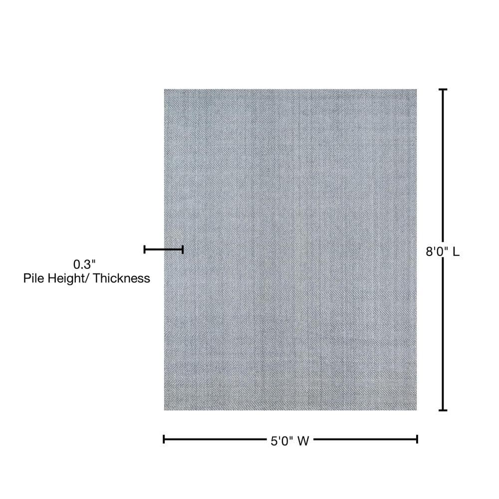 Gray Handwoven Wool and Synthetic Herringbone Area Rug