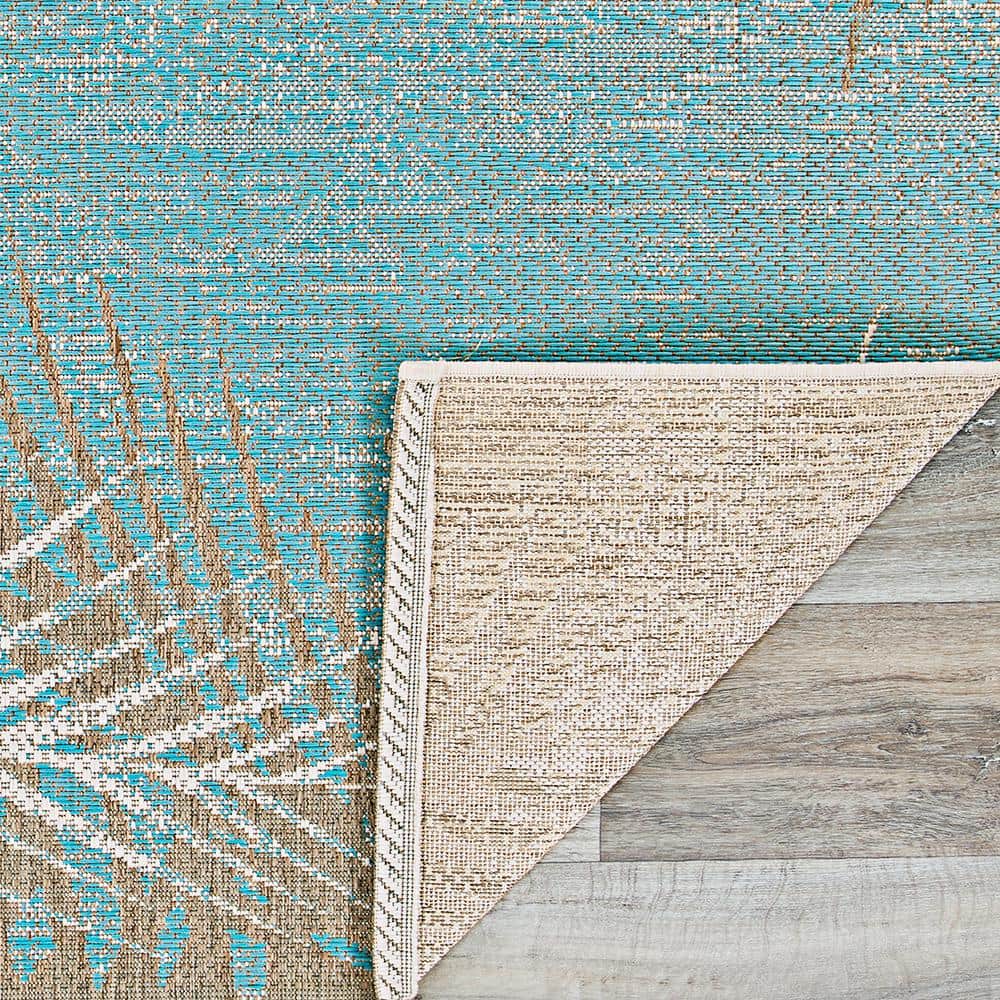 Monaco Aqua Geometric Flat Woven Indoor/Outdoor Rug