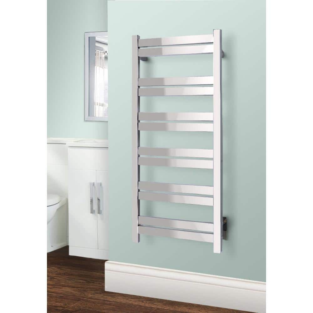 Polished Stainless Steel Wall-Mounted 12-Bar Towel Warmer