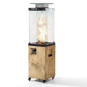 41,000 BTU Brown Propane Gas Outdoor Patio Heater With Square Glass Tube Heater Cover