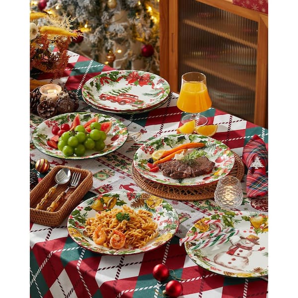 Wudkey 10 in. Multi-Color Dishwasher and Microwave Safe Christmas