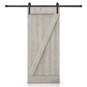 Z Series 22 in. x 84 in. Silver Gray Stained DIY Knotty Pine Wood Interior Sliding Barn Door with Hardware Kit