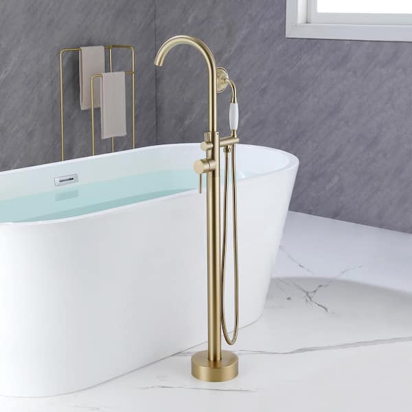 Staykiwi 1-Handle Claw Foot Tub Faucet with Hand Shower in Golden Brushed