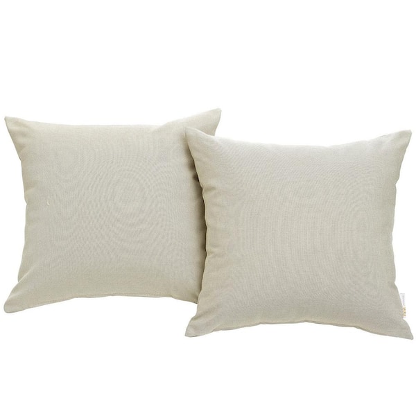 Convene 2-Piece Patio Square Outdoor Throw Pillow Set in Beige