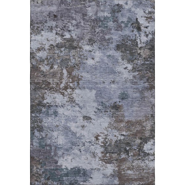 Mayfield Premium Machine Washable Abstract AMF2363 Blue 5 ft. x 7 ft. 6 in. Area Rug