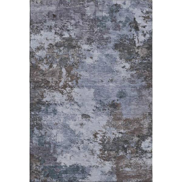 Mayfield Premium Machine Washable Abstract AMF2363 Blue 8 ft. x 10 ft. Area Rug