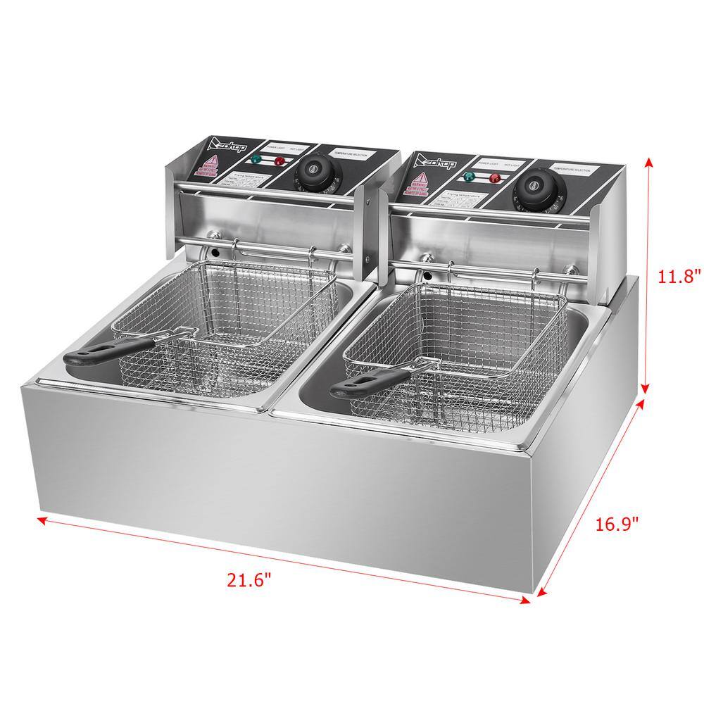 12.7QT Stainless Steel Dual Basket Electric Deep Fryer