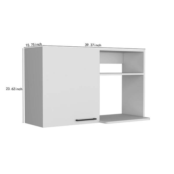 Amucolo 39.37 in. W x 15.75 in. D x 23.62 in. H White Wood Ready to Assemble Wall Kitchen Cabinet