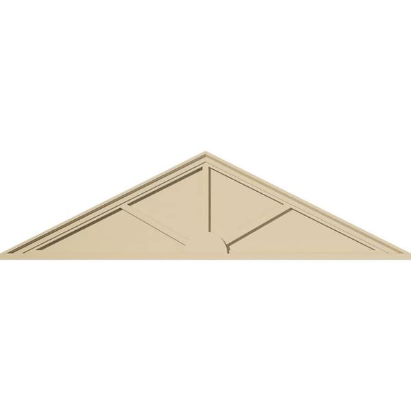 Ekena Millwork 66-in. W x 17-1/2-in. H x 2-in. P (Pitch 6/12) Peaked Cap 3 Spoke Signature Urethane Pediment, Primed Tan