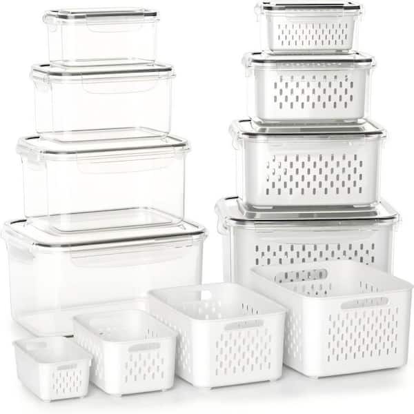 8-Pack Refrigerator Fruit Containers with Colander and Divider Plate, Airtight Berry Storage Boxes Dishwasher Safe