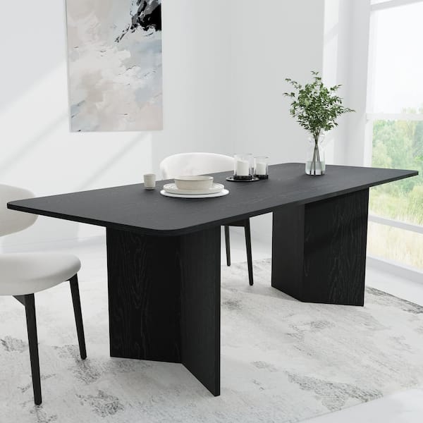 Dovelina Brix Modern Rectangle Black Wood Top 79 in. Double