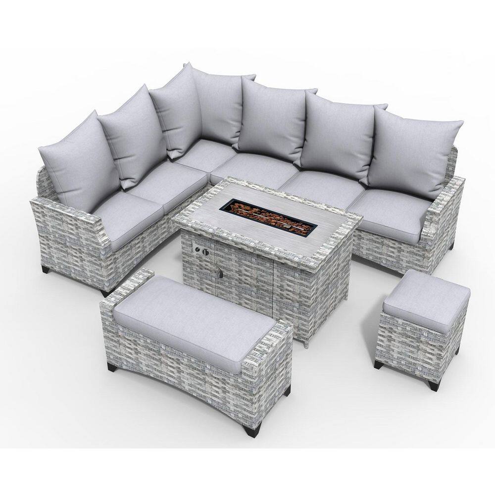 DIRECT WICKER Maxwell 5Piece Gray Wicker Patio Conversation Set