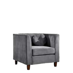 Lowery Velvet Kitts Classic Grey Chesterfield Chair