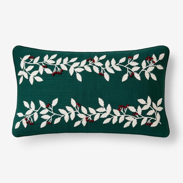 The Company Store Legends Luxury Holiday Berry Green Lumbar Throw Pillow Cover