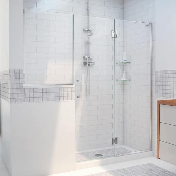 DreamLine Unidoor-X 71 to 71.5 in. x 72 in. Frameless Hinged Shower Door in Chrome