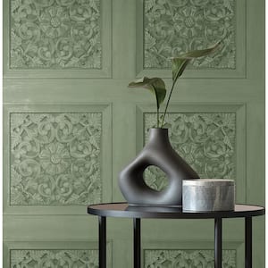 Albie Moss Carved Panel Matte Non-pasted Paper Wallpaper