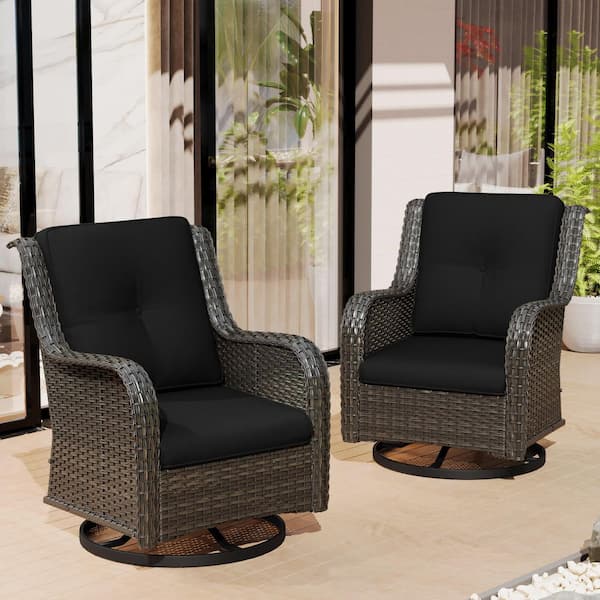 22 in. x 24 in. Outdoor Lounge Chair Replacement Cushion Set in Black