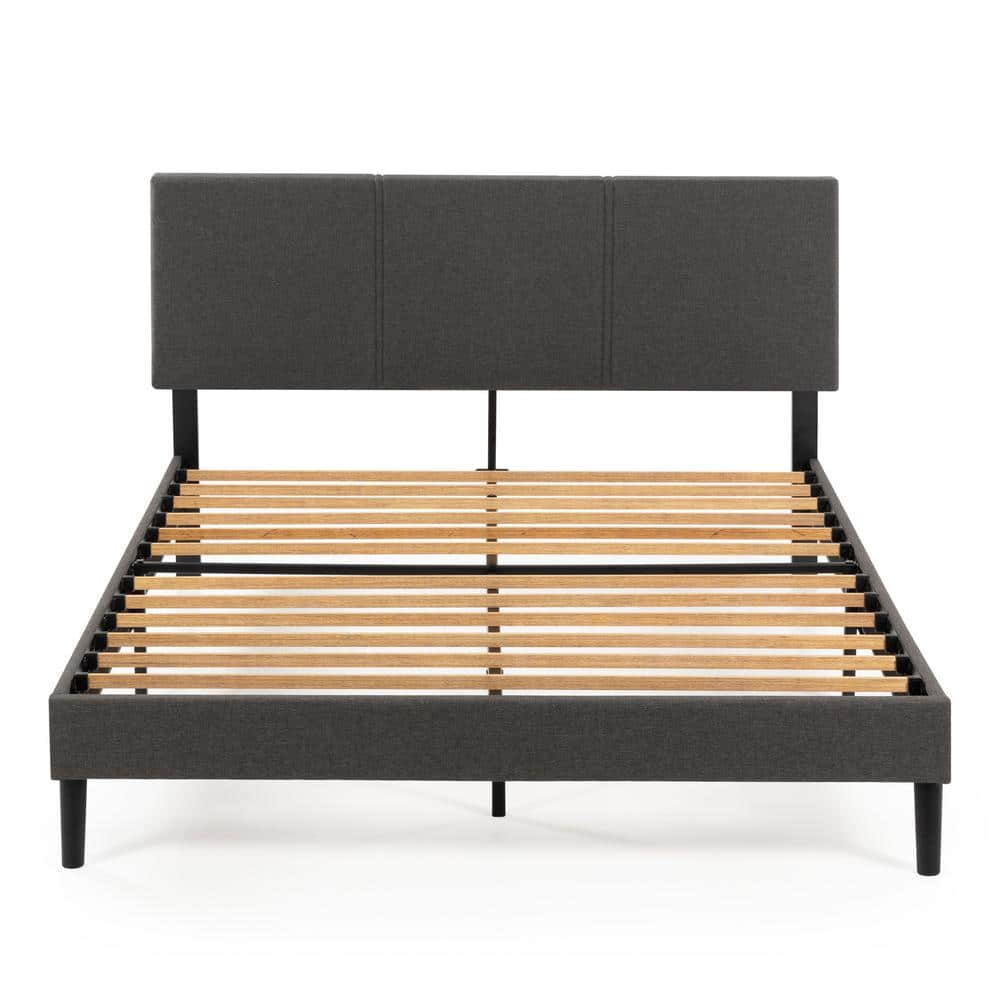 Zinus Cambril Gray Frame King Upholstered Platform Bed with