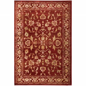 Red and Gold 6 ft. x 9 ft. Oriental Power Loom Stain Resistant Area Rug
