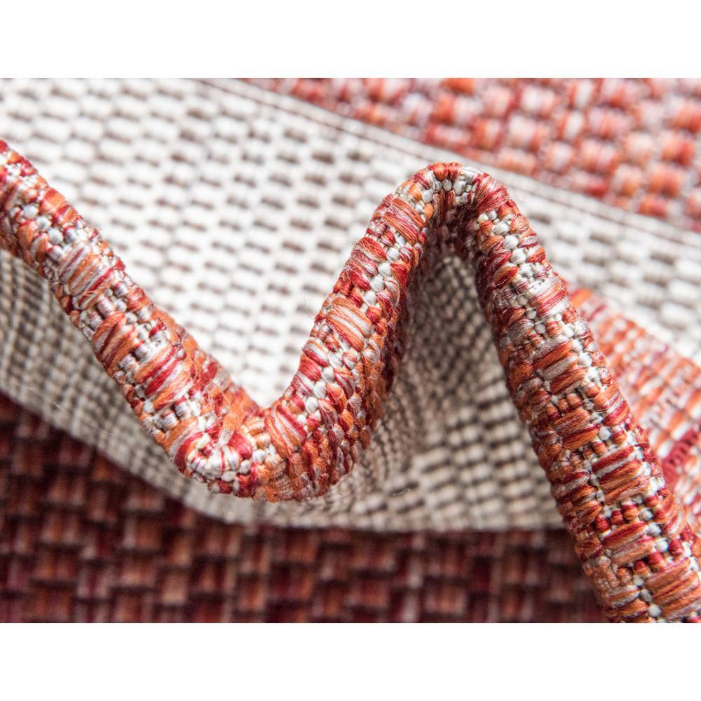 Rustic Stripe Rust Red & Gray 4' x 6' Outdoor Rug