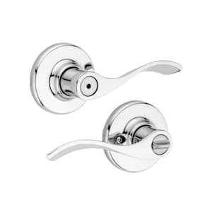 Balboa Polished Chrome Privacy Door Handle with Lock for Bedroom or Bathroom